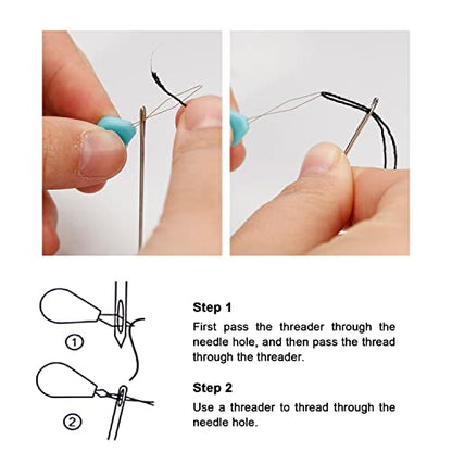 XCZYN Needle and Thread Set Professional Hair Extension Tools 10Pcs Curved Needle with 3Pcs Black Threads for Making Wig DIY Hand Sewing Hair Weave Extension (3 Thread, Black)