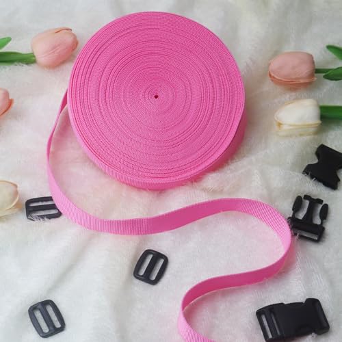 Deep Pink 1 inch Webbing Strap Kit for DIY Crafts-Backpacks-20yds - color: Deep pink