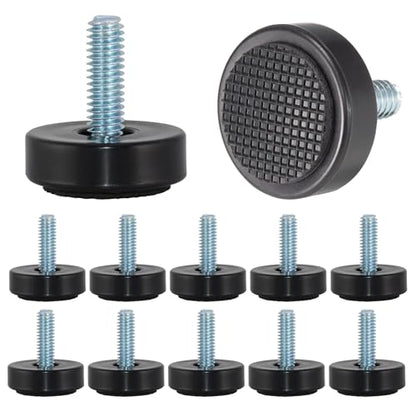 M6 Adjustable Furniture Leveler, 12 Pack Rubber Leveling Feet Screws in Threaded, Feet Levelers Screw On Furniture Glide Leveling for Table, Chair, Furniture Legs - size: Metric M6| Replacement Only (No Nut)