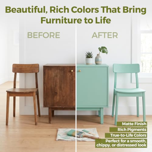 Miss Mustard Seed's Milk Paint for Furniture, Cabinets & Wood, Aqua Sky Quart - color: Aqua Sky, size: 20 Ounce (Pack of 1)