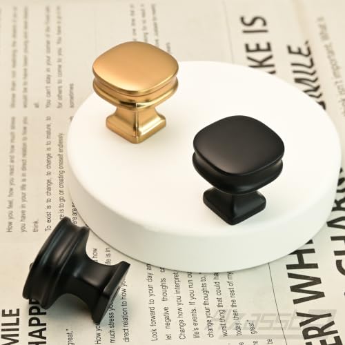 Alzassbg Matte Black Square Cabinet Knobs 10 Pack, AL0003MB - color: Matte Black, size: Single Hole Knobs
