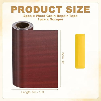 HARFINGTON Wood Grain Repair Tape 6" x16ft Self-Adhesive Repair Patch - color: Walnut, size: 6" x 16ft