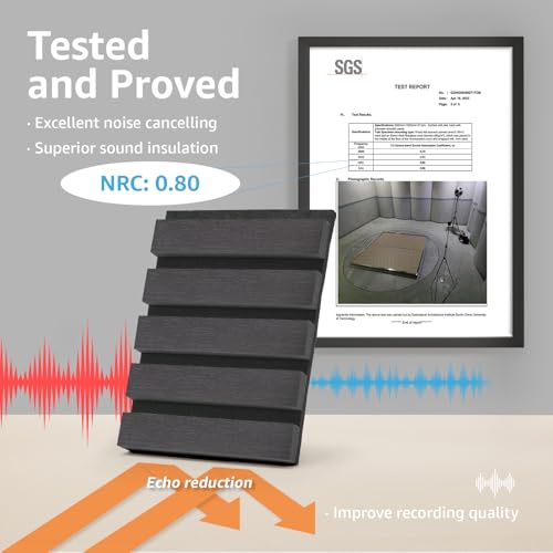 Art3d 6-Pack Soundproof Wood Slat Wall Panel, 94.5 x 7.9 in, Matte Black - color: Matte Black, size: 6Pcs - 94.5 * 7.9 inch