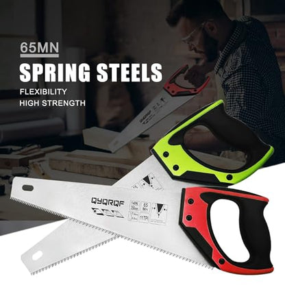 14 in Pro Hand Saw, 11 TPI Fine-Cut Soft-Grip Hardpoint Handsaw, Red - color: Red-14 Inch
