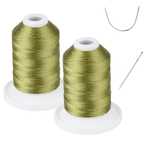 UV Resistant - Simthread 100% Polyester Bonded Thread Tex 69 (12wt) - 250 Yards x 2 Spools NP-Green - color: 2 × NP-GREEN, size: 250 Yards