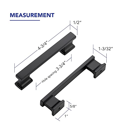 Matte Black Cabinet Pulls, 3-3/4 Inch (96mm), 10 Pack, Heavy Duty - color: Matte Black, size: 3-3/4" Hole Center