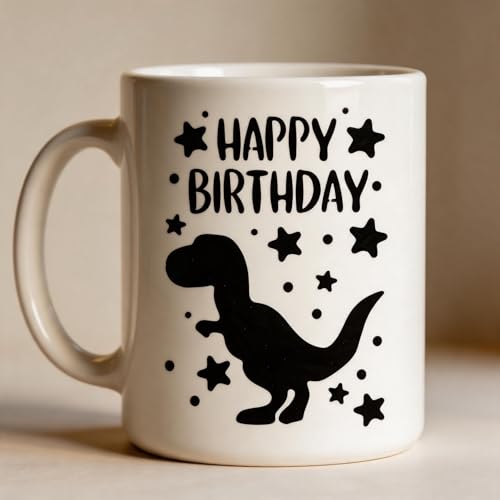 TIAMECH A4 Reusable Happy Birthday Dinosaur Stencil for Painting - Star T-Rex Layering Template, DIY Wall Art, Wood Furniture, Scrapbook & Crafts (8.3x11.7inch) - color: Happy Birthday Dinosaur