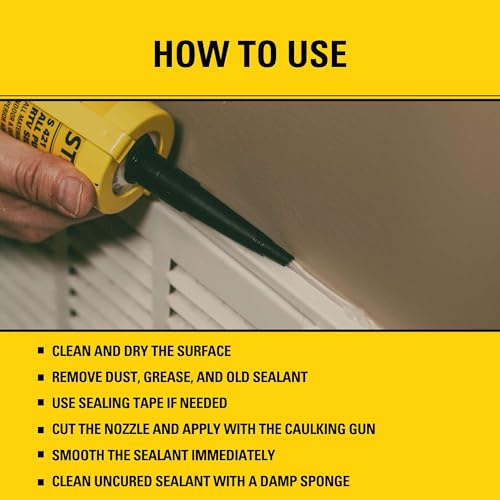 Stanley S421 RTV Silicone Caulk Clear (1 x 10.1 fl.oz.) - 100% Waterproof Industrial-Grade Silicone for Kitchen, Bathroom, Shower, Window, Door, Indoor & Outdoor Use - size: 1 Pack