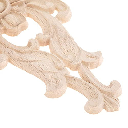 2Pcs Wood Carved Appliques Central Wooden Carving Onlays Furniture Decals - size: 2-Pack, 10.63 x 5.51 inches