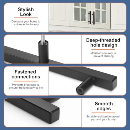 AEEKEL 30 Pack Matte Black Kitchen Cabinet Handles, 5" Length Drawer Pulls - color: Matte Black, size: 3 In Hole Center