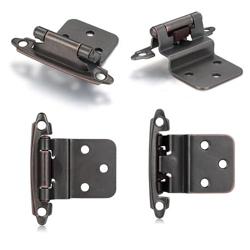 Oil Rubbed Bronze Cabinet Hinges, 3/8” Inset, 4 Pack - color: Oil Rubbed Bronze, size: 3/8 Inch Inset