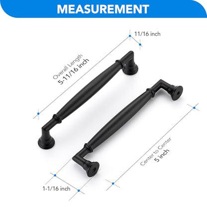 HOME EDIT Matte Black Cabinet Handles 5 Inch Pulls 5 Pack - color: Matte Black, size: 5 inches Hole Center