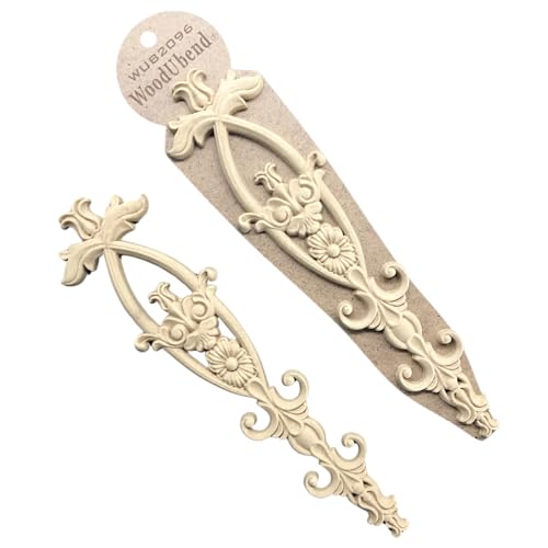 WoodUbend WUB2096 Pack of 2 Decorative Drops - Wood Appliques - Heat Bendable & Flexible Onlays 24x6.5cm - DIY Craft, Furniture & Home Decor - Easy to Apply & Paint - Versatile & Reusable Decals - size: WUB2096