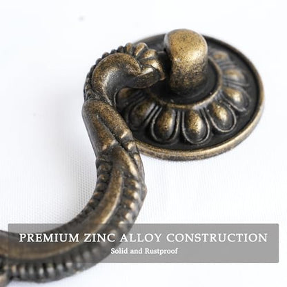 Antique Brass Drop Bail Drawer Pulls 4 Pack, 3-7/8" Hole Center
