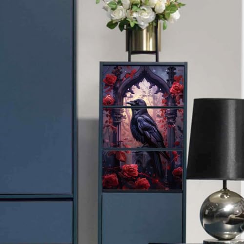 Peacoblue Gothic Crow Rub On Transfers for Furniture Craft 6"x12" - style: Gothic Crow