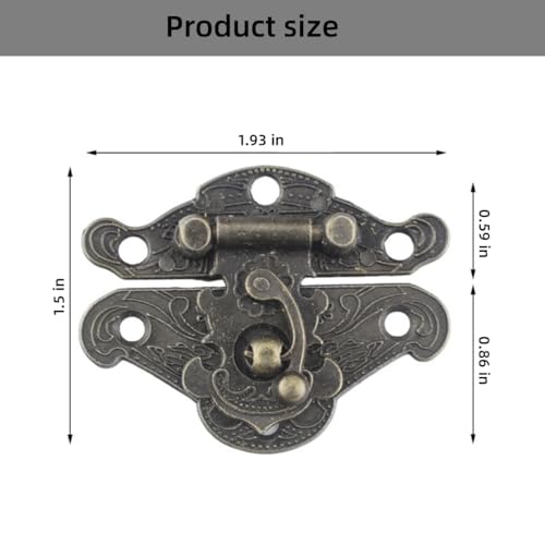 (4 Sets) Retro Jewelry Box Latches Hooks, Small Latches for Wooden Boxes Zinc Alloy, Antique Cabinet Furniture Hasp Clasp - Bronze Tone