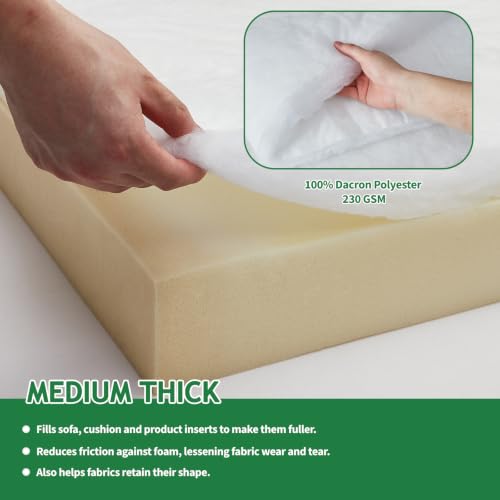 RRKTP Upholstery Batting for Quilting, 230 GSM Dacron Polyester Quilt Batting for Sewing, Cushion Wrap for Foam Padding, DIY Projects, 48" x 10 Yards - size: 48"- 10 yards