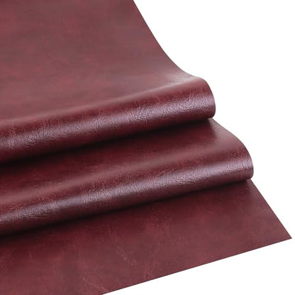 Faux Leather Sheets Smooth Surface One Yard Leather Fabric for DIY Crafting Thick Durable Synthetic Repholstery PU Leather Vinyl 36"x54" Large Size Upholstery Fabric (Burgundy, Cut by one Yard) - color: Burgundy