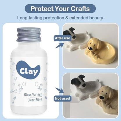 1DFAUL 50ml Air Dry Clay Varnish Glaze Sealant, Scratch Resistant (Matte)