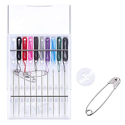 Hestya 2 Boxes Pre Threaded Needles Sewing Kit for Adults - color: Mixed Color