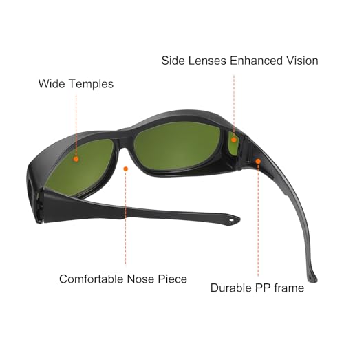 HARFINGTON Welding Safety Glasses IR PPE Protective Glasses Lens CE Certified Protective Welding Eyewear - color: Green, size: Shade 3