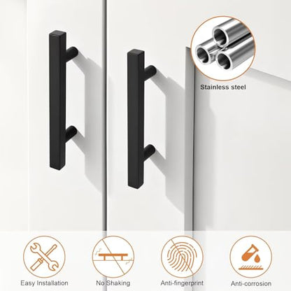 Probrico Matte Black Cabinet Handles & Pulls 3" Hole Centers Square 5 Pack - color: Black, size: Hole Center: 76mm(3inch)