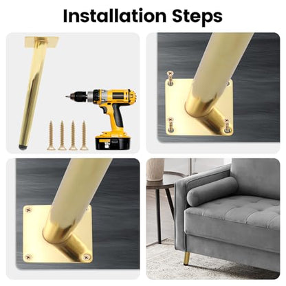 Geesatis 10" Gold Oblique Furniture Leg,Slant Tapered Metal Table Legs - color: Gold, size: Height: 10 inch & Oblique