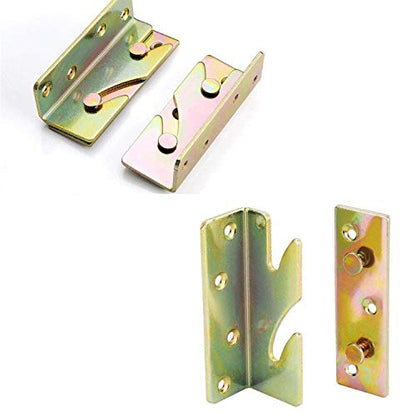 4 Piece Heavy Duty Non-Tenon Rail Accessories, Bracket, Wooden Frame Connector With Screws for Bed Head and Foot Board