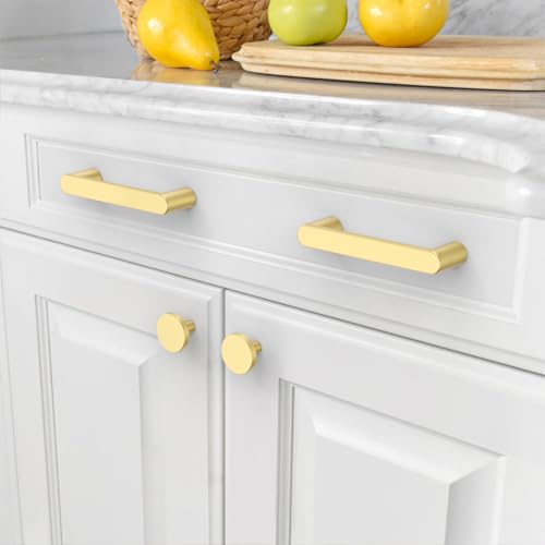 Amerdeco 10 Pack ZH0005MGP Brushed Gold Cabinet Pulls 3.75" - color: Brushed Gold, size: 3.75" hole center