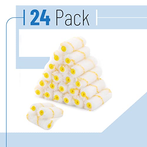 Bates- Paint Roller Covers, 24 Pieces, 4 Inch Paint Roller 9mm Nap, Microfiber Paint Rollers for Painting Walls, Cabinets, Trim, Use with All Paints and Stains - color: Yellow Stripes, size: 4" x 1/2", 24 Pack