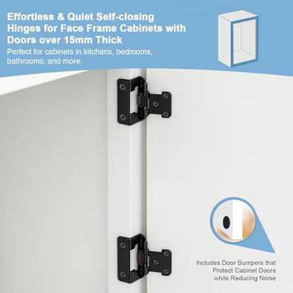 KNOBWELL 1/2" Overlay Black Cabinet Hinges for Cabinet Doors Kitchen 5 Pair - color: Matte Black