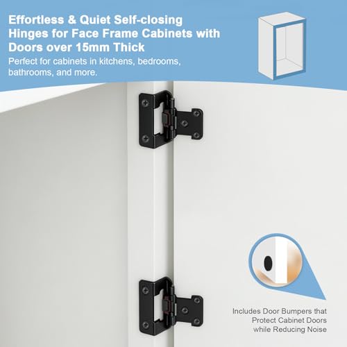 KNOBWELL 1/2" Overlay Black Cabinet Hinges for Cabinet Doors Kitchen 1 Pair - color: Matte Black