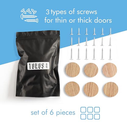 6 Pack Wood Cone Cabinet Knobs (Light) - 1 ½ " Diameter Round Shape - Wooden Drawer Pulls for Cabinets Doors, Dresser and Drawers Knob, Kitchen Cabinet Door Handle - color: Light 6 Pack