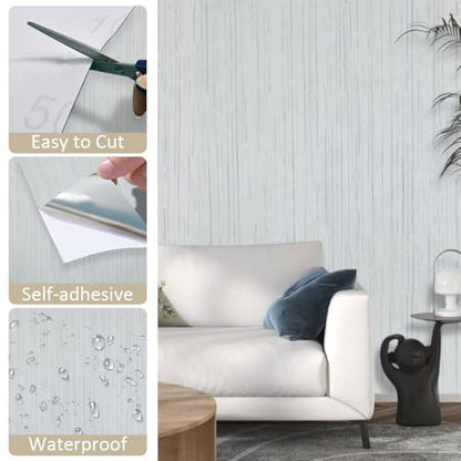 Grey Grasscloth Wallpaper Peel and Stick Texture Fabric Contact Paper - color: Beige Grey, size: 15.7" x 118.1"