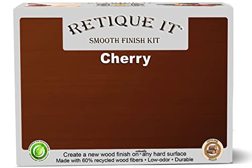 Gel Stain Liquid Wood Kits by Retique It - Real Paintable Wood. Great Companion to Chalk Finish Paint, Milk Paint, Furniture Paint. (1x Reg (50 sq ft), Brushed Finish, 40 Cherry)