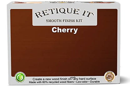 Gel Stain Liquid Wood Kits by Retique It - Real Paintable Wood. Great Companion to Chalk Finish Paint, Milk Paint, Furniture Paint. (1x Reg (50 sq ft), Brushed Finish, 40 Cherry)