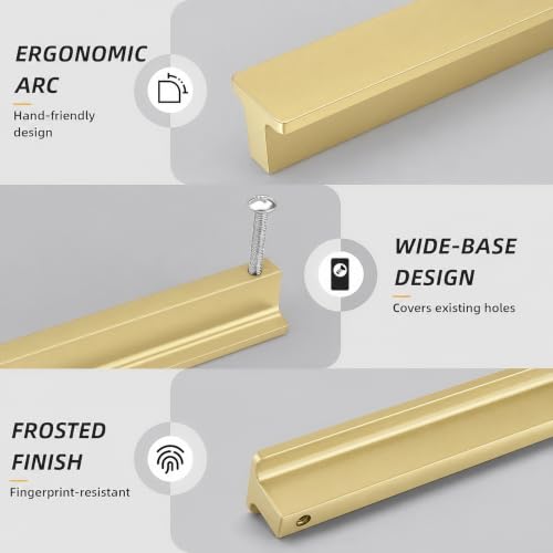 Goldenwarm 10 Pack 6-5/16 Inch Gold Cabinet Handles Dresser Drawer Pulls - color: Matte Gold, size: 6-5/16in Hole Centers