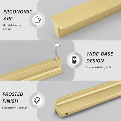 Goldenwarm 10 Pack 6-5/16 Inch Gold Cabinet Handles Dresser Drawer Pulls - color: Matte Gold, size: 6-5/16in Hole Centers