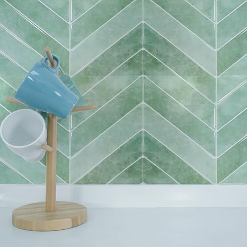 Alwayspon 10 Sheets 10"x10" Sage Green 3D Vinyl Backsplash Tiles, Self-Adhesive Peel and Stick Wall Tile Stickers Stick on Subway Tiles for Kitchen Bathroom Wall, 0272 - color: Sage Green