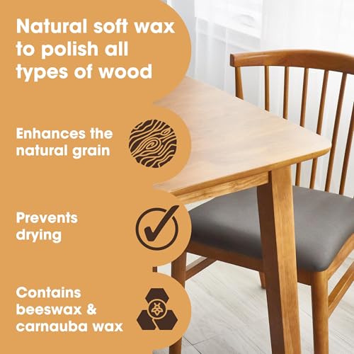 Furniture Clinic Wood Wax Polish, Clean & Protect Treated & Untreated Wood - size: 8.5oz / 250ml