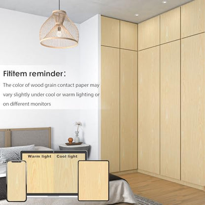 Fititem 236”×17.3” Wood Grain Contact Paper Light Oak Faux Wood Wallpaper - size: 17.3" x 236"