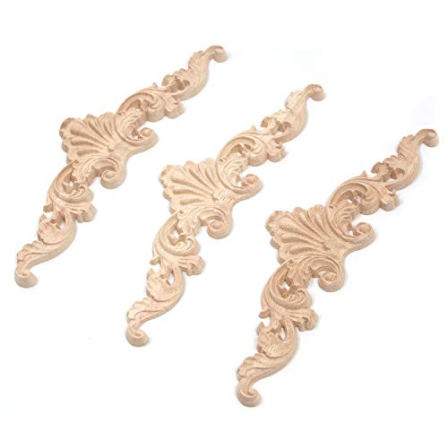 T Tulead Wood Carved Onlay Appliques Door Decals 3PCS - style: Shell, 7.87"x2", 3pcs