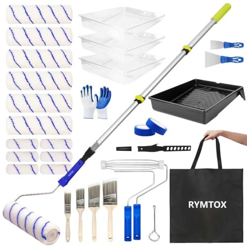 33PCS Complete Paint Roller Kit with Extension Pole & Carry Bag