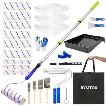 33PCS Complete Paint Roller Kit with Extension Pole & Carry Bag