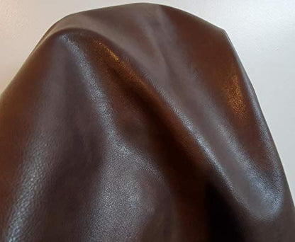 NAT Leathers Dark Brown Soft Faux Leather Fabric Sheet PU (Peta Approved Vegan) Sold by the Yard Synthetic Pleather 0.9 mm Nappa Soft Smooth Upholstery (Brown, BY THE Yard) - color: Brown, size: BY THE YARD