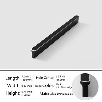 5 Pack Black Cabinet Pulls with Silver Edge - Kitchen Hardware Handles for Dresser Drawers -T Shape Cabinet Hardware (7.09 inch,Black with Silver Edge) - color: Black with Silver edge, size: 7.09 inch