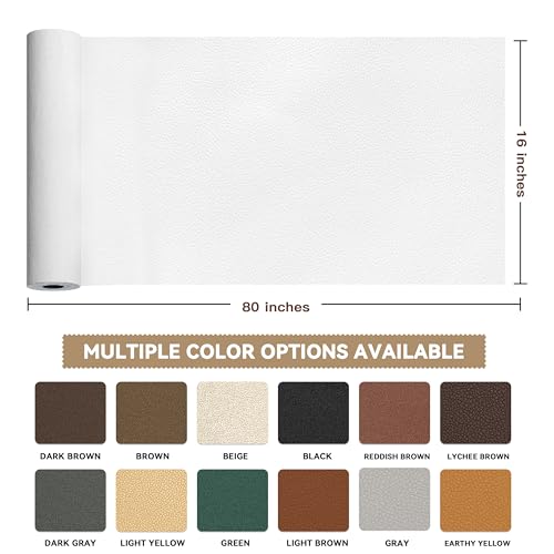 TIANLDD Leather Repair Tape,16 x 80 Inches Self Adhesive Leather Repair Patch，Leather Repair Kit for Furniture，Couches,Car Seats,Cabinets,Handbags(White-Litchi Grain) - color: White-Litchi Grain, size: 16" x 80"