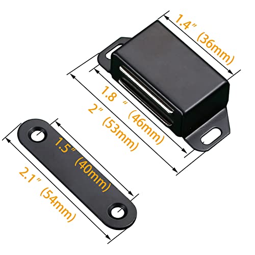 20 lbs Magnetic Door Catch, Heavy Duty Latch for Cabinets Shutter Closet Furniture Door, Stainless Steel Cabinet Catch, Black (2 Pack) - color: 2PC-Black