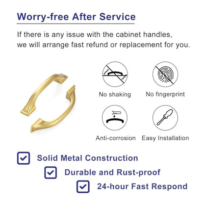 3-3/4 Inch Brushed Gold Cabinet Pulls Arch Handles 10 Pack P2409 - color: Brushed Gold, size: 3-3/4" Hole Centers-10 Pcs