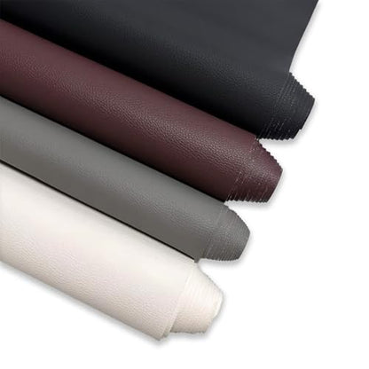 Black Faux Leather Fabric 20"×55" Lychee Grain Upholstery Vinyl - color: Black Lychee Grain, size: 20"x55" (50cm x 140cm)